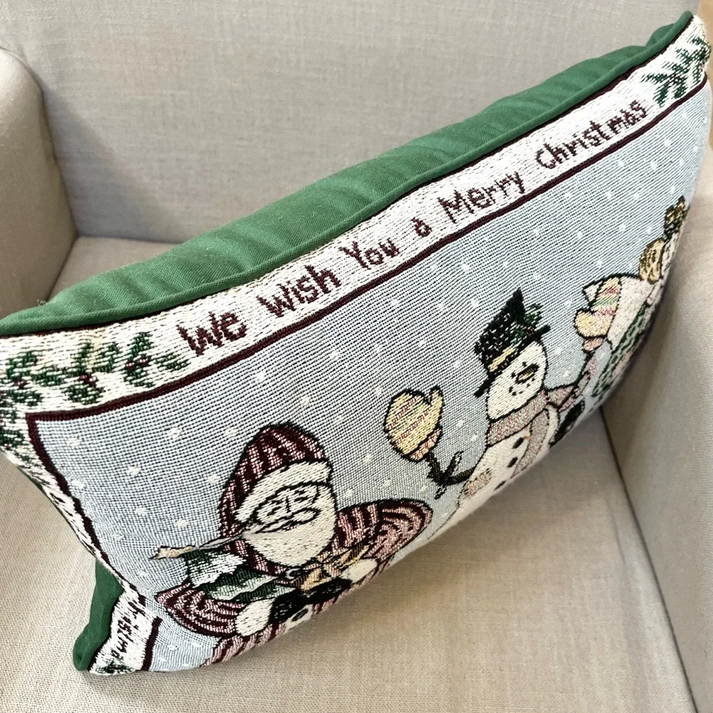 Vintage Holiday Tapestry Pillow